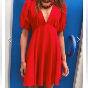 Zara Balloon Red Sleeve Mini Dress, Size Small
